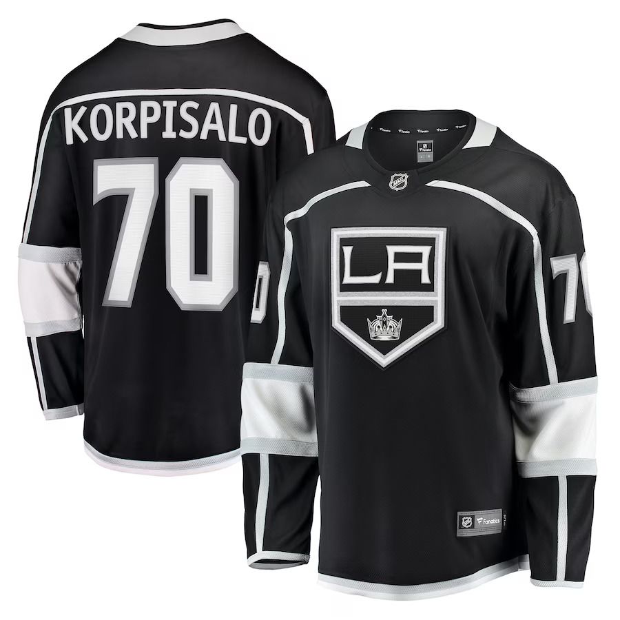 Men Los Angeles Kings #70 Joonas Korpisalo Fanatics Branded Black Home Breakaway NHL Jersey->los angeles kings->NHL Jersey